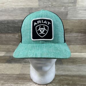 Ariat Trucker Snapback Hat Men's One Size Teal Black Embroidered Mesh